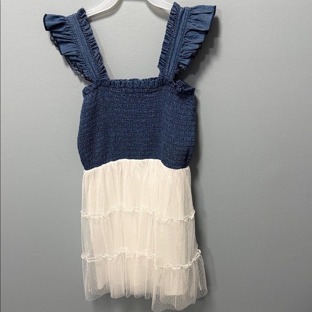 Knitworks Blue and White Casual Kids Dress